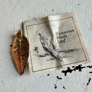Hawaiian Maile Leaf 24K Gold Dipped‎ Real Leaf Pendant Gold Botanical Women's